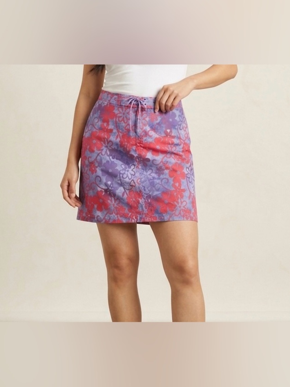 Vintage Y2K Ojai Hibiscus Floral Mini Skirt Women’s Size 8 Tropical Lace Up 90s